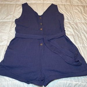 Women V Neck Bat Sleeve Belted Wrap Short Jumpsuit